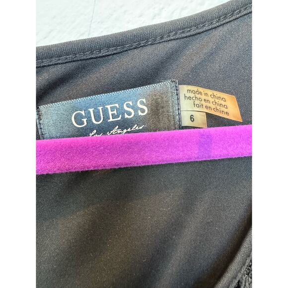 Guess Eyelash Fringe Sleeveless Bodycon Mini Sheath Dress Black Women's Size 6 - Picture 5 of 8